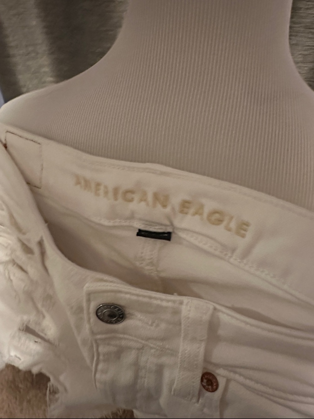 American Eagle Outfitters White Distressed Cutoff Denim Shorts - Picture 2 of 4